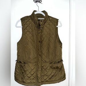 Army green quilted fleece lined Talbots vest (size M)